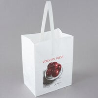1 Peck "Country Fresh - Junior" Apple White Kraft Paper Produce Market Stand Bag with Handle   - 500/Case