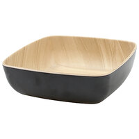 Tablecraft MGN70BKBAM Frostone Naturals 20 oz. Black/Bamboo Rectangular Melamine Bowl