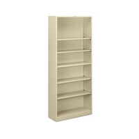 HON S82ABCL Putty 6 Shelf Metal Bookcase - 34 1/2 inch x 12 5/8 inch x 81 1/8 inch