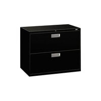 HON Brigade 600 Series 36" x 19 1/4" x 28 3/8" Black Two-Drawer Lateral Filing Cabinet
