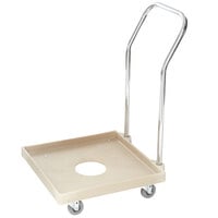 Vollrath Signature 20" x 20" Beige Dish Rack Dolly with 27" Chrome-Plated Handle and Four Swivel Casters