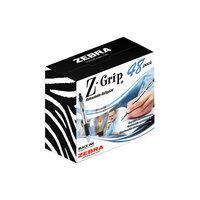 Zebra 22148 Z-Grip Black Ink with Black Barrel 1mm Retractable Ballpoint Pen - 48/Pack