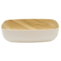 Tablecraft MGN70WHBAM Frostone Naturals 20 oz. White/Bamboo Rectangular Melamine Bowl