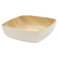 Tablecraft MGN65WHBAM Frostone Naturals 1 qt. White/Bamboo Square Melamine Bowl