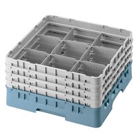Cambro 9S800414 Teal Camrack Customizable 9 Compartment 8 1/2 inch Glass Rack