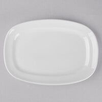 World Tableware BW-1123 Basics 10 1/2 inch x 7 1/2 inch Bright White Porcelain Racetrack Plate - 12/Case