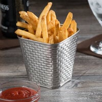 Tablecraft GTSS4 Brickhouse Collection 15 oz. Stainless Steel Square Fry Cup