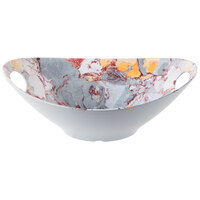 Tablecraft MBM145TM Frostone 3 Qt. Tuscan Marble Oblong Melamine Bowl with Handles
