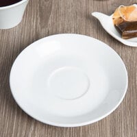 World Tableware BW-1162 Basics 5 3/4 inch Bright White Porcelain Saucer - 36/Case