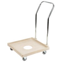 Vollrath Signature 20" x 20" Beige Dish Rack Dolly Base with 27" Chrome-Plated Handle and Four Casters
