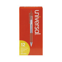 Universal 15532 Economy Red Ink with Clear Barrel 1mm Retractable Ballpoint Pen - 12/Pack
