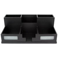 Victor 95255 Midnight Black Collection 10 1/2" x 5 1/2" x 4" 6 Section Wood Desktop Organizer
