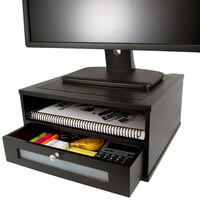 Victor 11755 Midnight Black Collection 13 inch x 13 inch x 6 1/2 inch Wood Monitor Riser