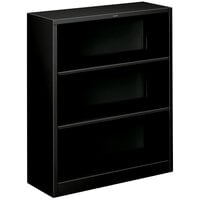 HON S42ABCP Black 3 Shelf Metal Bookcase 34 1/2 inch x 12 5/8 inch x 41 inch