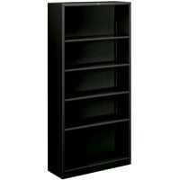 HON S72ABCP Black 5 Shelf Metal Bookcase 34 1/2 inch x 12 5/8 inch x 71 inch