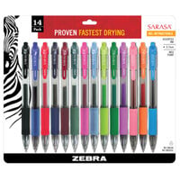 Zebra 46824 Sarasa Assorted Ink with Assorted Barrel Color 0.7mm Retractable Gel Pen - 14/Pack
