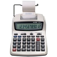 Victor 1208-2 12-Digit Black / Red Two-Color Compact Printing Calculator - 2.3 Lines Per Second