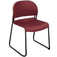 HON 4031MBT GuestStacker Mulberry Stackable Chair with Black Frame - 4/Case