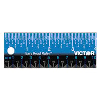 Victor EZ12SBL Easy Read 12" Blue Stainless Steel Ruler - 1/32" Standard Scale and mm Metric Scale