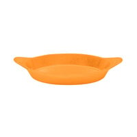 Tablecraft CW1725X 16 oz. Orange Cast Aluminum Oval Server with Shell Handles