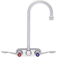 Fisher 96040 Backsplash Mounted Faucet with 4" Centers, 12" Swivel Gooseneck Nozzle, 2.2 GPM Aerator, and Wrist Handles