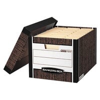 Fellowes 00725 Banker's Box R-KIVE 12 3/4 inch x 16 1/2 inch x 10 3/8 inch Woodgrain Letter/Legal Sized File Storage Box with Lift-Off Lid - 12/Case