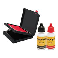 U. S. Stamp & Sign 6193 2 3/8 inch x 4 inch Red and Black Two-Color Pre-Inked Stamp Pad with Ink Refill