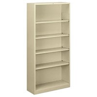 HON S72ABCL Putty 5 Shelf Metal Bookcase 34 1/2 inch x 12 5/8 inch x 71 inch