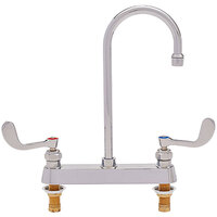 Fisher 97489 Deck Mounted Faucet with 8 inch Centers, 12 inch Rigid Gooseneck Nozzle, 2.2 GPM Aerator, and Wrist Handles