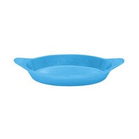 Tablecraft CW1725SBL 16 oz. Sky Blue Cast Aluminum Oval Server with Shell Handles