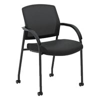 HON Lota Black Mesh / Fabric Multi-Purpose Side Chair with Fixed Arms