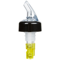 1.5 oz. Clear Spout / Yellow Tail Measured Liquor Pourer with Collar - 12/Pack