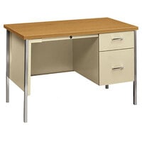 HON 34002RCL 34000 Series 45 1/4 inch x 24 inch x 29 1/2 inch Harvest / Putty Metal 3/4 Height Right Pedestal Desk