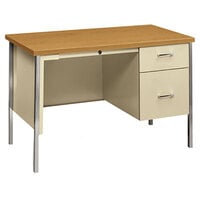 HON 34002RCL 34000 Series 45 1/4" x 24" x 29 1/2" Harvest / Putty Metal 3/4 Height Right Pedestal Desk