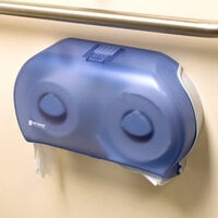 San Jamar R4000TBL Twin Classic 9 inch Double Roll Jumbo Toilet Tissue Dispenser - Arctic Blue