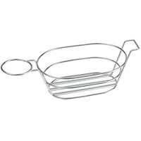 Clipper Mill by GET 4-88701 13 3/4 inch x 6 inch Stainless Steel Oval Basket with Handle and One Ramekin Holder