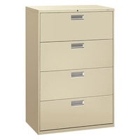 HON Brigade 600 Series 36" x 19 1/4" x 53 1/4" Putty Four-Drawer Lateral Filing Cabinet