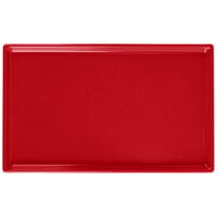 Tablecraft CW2115R 10 1/2" x 6 1/2" x 3/8" Red Cast Aluminum Fourth Size Rectangular Cooling Platter