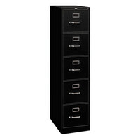 HON 310 Series 15 inch x 26 1/2 inch x 60 inch Black Five-Drawer Letter Filing Cabinet