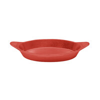 Tablecraft CW1725R 16 oz. Red Cast Aluminum Oval Server with Shell Handles