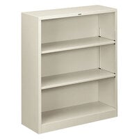 HON S42ABCQ Light Gray 3 Shelf Metal Bookcase 34 1/2" x 12 5/8" x 41"
