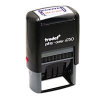 Trodat USSE4752 Economy 1 5/8 inch x 1 inch Blue / Red Self-Inking Date / Received Message Stamp