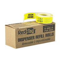 Redi-Tag 91001 Yellow 1 3/4" x 9/16" "Sign Here" Arrow Page Flag Dispenser Refill - 720/Box