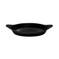 Tablecraft CW1725BKGS 16 oz. Black / Green Speckled Cast Aluminum Oval Server with Shell Handles
