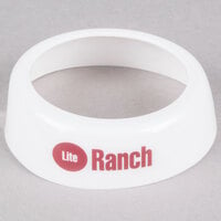 Tablecraft CM20 Imprinted White Plastic Lite Ranch Salad Dressing Dispenser Collar with Maroon Lettering