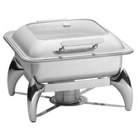 Tablecraft CW40176 5 Qt. 2/3 Size Stainless Steel Quick View Induction / Traditional Chafer with Stand