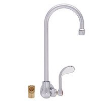 Fisher 67504 Backsplash Mounted Faucet with 12 inch Rigid Gooseneck Nozzle, 2.2 GPM Aerator, Wrist Handle, and Elbow