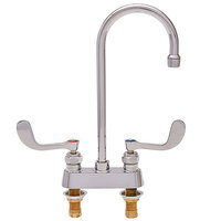 Fisher 92290 Deck Mounted Faucet with 4 inch Centers, 12 inch Rigid Gooseneck Nozzle, 2.2 GPM Aerator, and Wrist Handles