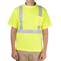 Cordova Lime Class 2 Mesh Short Sleeve High Visibility Safety Shirt with Reflective Tape - L