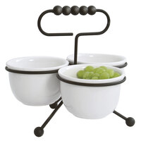 Clipper Mill by GET IRSLD-5B Black Powder Coated Iron Condiment Stand with Ceramic Bowls